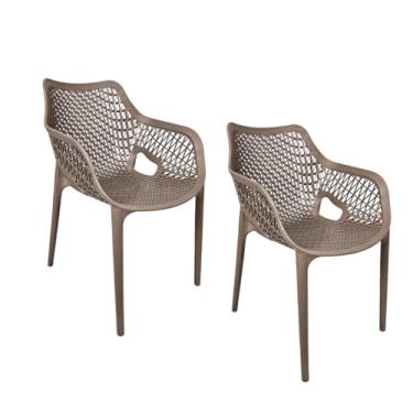 Imagem de Kit com 2 Cadeiras Poltrona Suits Cor Fendi Resistente Jantar Área Externa Moderna Escritório