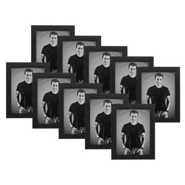 Imagem de Combo De 10 Porta Retratos 10X15 Mesa Parede Madeira Preta - Geral