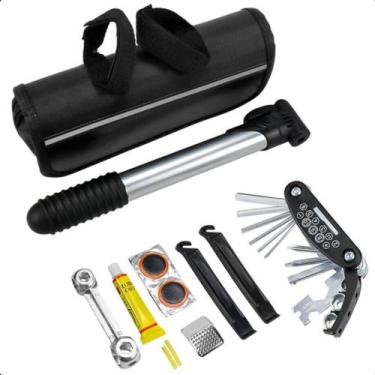 Imagem de Ferramentas para manutenção de bicicletas com bomba de ar portátil. - 
