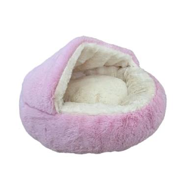 Imagem de CAMINHA PET NUVEM COBERTA FECHADA CAMA CASINHA PLUSH TOCA CACHORROS E GATOS DONUT IGLU CASINHA CONFORTÁVEL FUNDO ANTIDERRAPANTE 50CM TAM M (ROSA)
