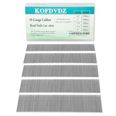 Imagem de Kofdvdz Pregos Brad 18GA, pregos de aço inoxidável 304 com acabamento pequeno para pistolas pneumáticas e elétricas, convenientes para uma variedade de projetos de trabalho ((3/10.2 cm + 2.5 cm + 1-1