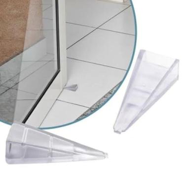 Imagem de Aparador de porta calço trava cunha protetor flexível com 2 unidades translúcido kit com 2 Cunha Trava Porta e Calço Aparador de Porta Calço Trava Cunha Protetor Flexivel Translúcido