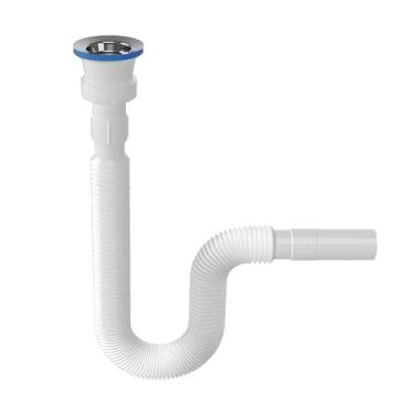 Imagem de Kit de drenagem de pia de banheiro plástico flexível drenagem de cozinha tubo de mangueira perfeito para lavatório sob a pia com filtro de encanamento (27" / 69 cm)