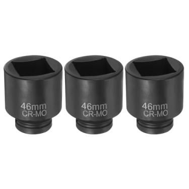 Imagem de HARFINGTON 3 peças soquete quadrado de 4 pontos 2.5 cm Drive 46 mm soquete de impacto quadrado métrico CR-MO Blackening luva de roda padrão ferramenta de manga pneumática para reparo de automóveis