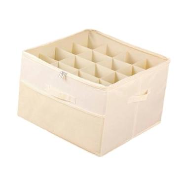 Imagem de IEUDNS Organizador de sapatos com alças, zíper, dobrável, economizador de espaço, versátil, com tampa transparente para apartamentos, sala de estar e casa, Bege