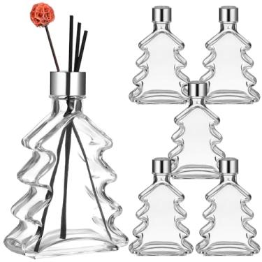 Imagem de UKCOCO Difusor de Palhetas de Vidro de 6,7 Oz - Frascos Vazios, Difusores de Fragrâncias Com Tampas para Casa, Banheiro E Escritório, Decoração de Natal - Formato de Árvore de Natal