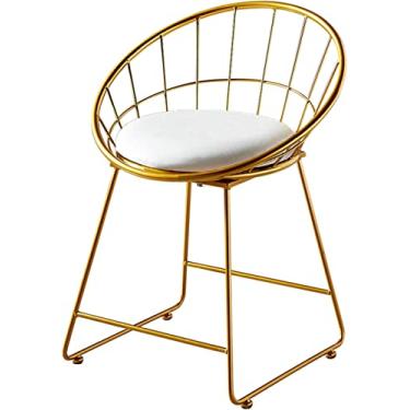 Imagem de Banquinho De Vestir Poltrona De Ferro Forjado Criativo Dourado Antiferrugem Penteadeira Cadeira De Maquiagem Banquinho De Sapato Criança Cadeira De Jantar Móveis, White Leather