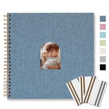 Imagem de Vienrose Álbum De Recortes Faça Você Mesmo, 10X10", Arco Linho, Janela, Foto, 20 Páginas Em Branco, Álbuns Para Casamento, Chá Bebê, Azul Marinho