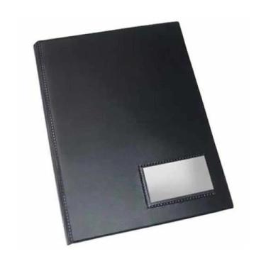 Imagem de Pasta catálogo capa dura 50 envelopes com visor preto Tn