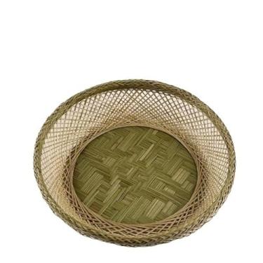 Imagem de Conjunto de cestas de bambu natural tecidas à mão para sala de jantar, armazenamento, decoração de parede para entrada(Small bowl)