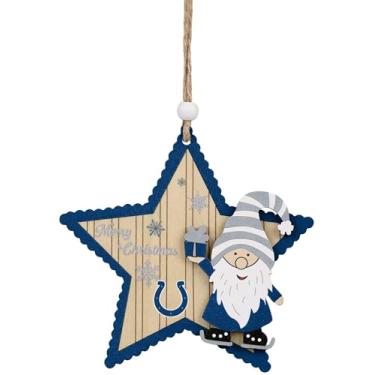 Imagem de FOCO Enfeite de estrela de madeira NFL Indianapolis Colts com gnomo – Decoração de Natal oficialmente licenciada