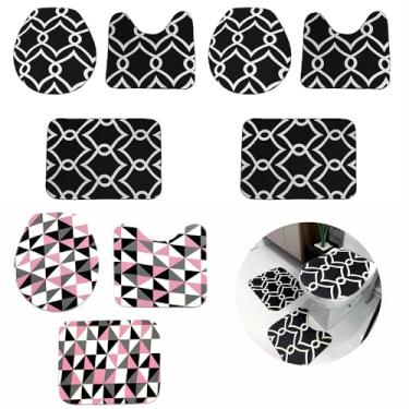 Imagem de Tapete Para Banheiro Kit com 3 Jogos com 3 Pçs Cada Antiderrapante Costura Reforçada (Arabic e Geométrico)