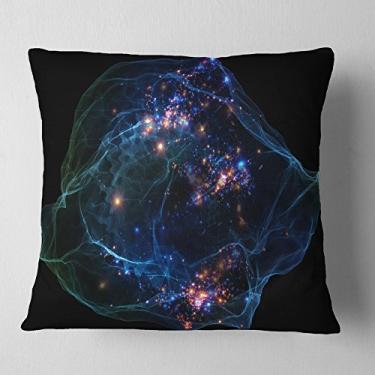 Imagem de Designart Blue Lights of Network' Abstract Throw sala de estar, sofá, almofada de alta qualidade + capa de almofada impressa em ambos os lados 40,64 cm x 40,64 cm