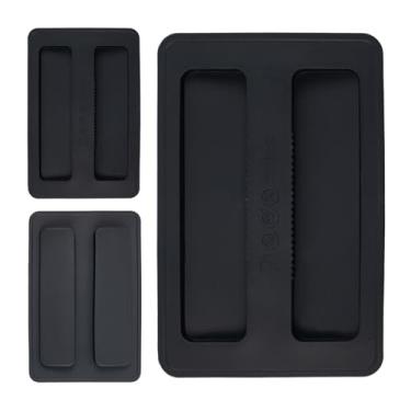 Imagem de 3 peças de capas de torradeira, capas de silicone para torradeira de 16 x 10 cm, 2 fatias de largura, acessórios de peça de máquina de sanduíche, capa superior para máquina de fazer pão (preto)