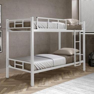 Imagem de Beliche Solteiro Aço Reforçado Escada e Grade de Proteção - HOME AS, B