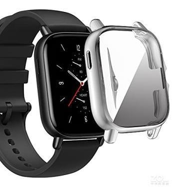 Imagem de Compatível com Amazfit GTS 2 Smartwatch Case Plated Ultra-Thin TPU 360° Protetor de tela de corpo inteiro, à prova d'água, à prova de choque, capa protetora de tela para Amazfit GTS 2 (prata)