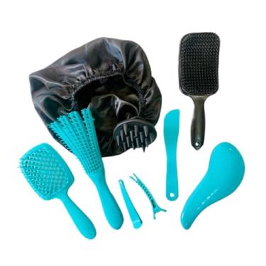 Imagem de Kit 05 Escova Raquete Flex Escova Mágica e Polvo Massageador de Silicone Touca de Cetim Beauty Flash(TIFFANY)