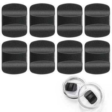 Imagem de 8 peças de substituição deslizante magnético de tampa, bloco de pressão magnético de substituição, slide de magnetismo compatível com tampas YETI de 290 ml, 473 ml, 567 g, 737 g, 850 g (preto)