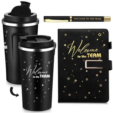 Imagem de Romooa Conjunto de presente de 3 peças para novos funcionários, bem-vindos à equipe, copo de café de 482 g, caneta de tinta preta Bem-vindo à caixa da equipe, presente de agradecimento para homens