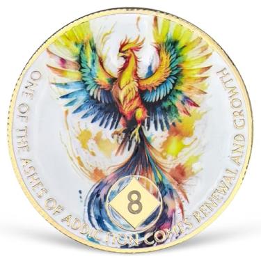 Imagem de Medalhão colorido de 8 anos NA Medalhão NA AA com Serenity Prayer NA Recovery Chip Celebrating Clean and Sober Living 1-20 Years Narcóticos Anônimos Presentes para Homens e Mulheres