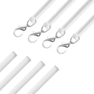 Imagem de Sunkoo Pacote com 4 varões de cortina de acrílico transparente de 30 cm com ganchos, substituições de varinha de inclinação cega duráveis para persianas de janela, bastões de cortina de fácil