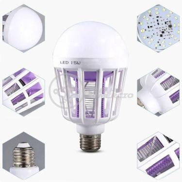 Imagem de Lâmpada Luz Led Branco 15w Atrai Choque Mosquito