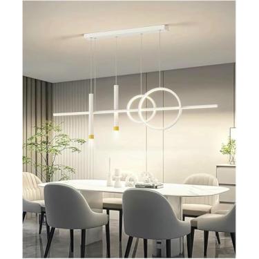 Imagem de WLHAZMWY Luminária pendente moderna para sala de jantar Lamparas Decoracion Lâmpada pendente moderna luzes inteligentes decoração lustres de salão (branco quente, branco 100 cm)
