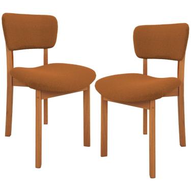 Imagem de Kit 02 Cadeiras Para Sala de Jantar Cozinha Living Estofada Dara L02 Bouclê Terracota - Lyam Decor
