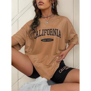 Imagem de Camisa Oversized Califórnia Larga Estilo De Rua Treino Moda - crushed,