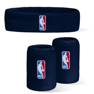 Imagem de For Bare Feet Faixa de cabeça e pulseira NBA Classic LOGOMAN Pacote com 3 OSFM azul-marinho