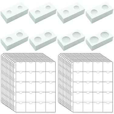 Imagem de 400 peças de papelão com 20 folhas de páginas de bolso para moedas, 8 tamanhos sortidos, 5 x 5 cm, porta-moedas de papelão, para colecionar moedas, moedas, dólares, centavos, moedas, níquel
