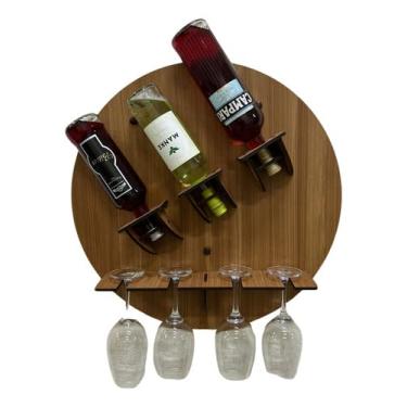 Imagem de Adega Decorativa em MDF Natural para Vinhos – Com Suporte para Taças