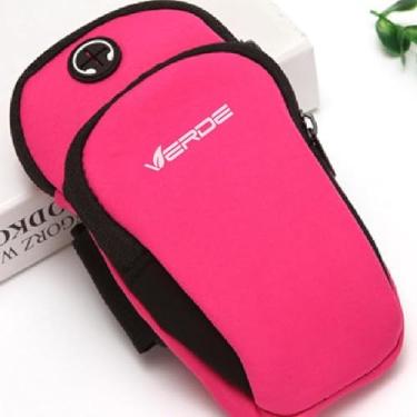Imagem de Braçadeira Esportiva para Celular até 6.5" - Bolsa de Braço Ajustável, Antissuor e com Porta Fones para Corrida e Academia (Pink BB-02)