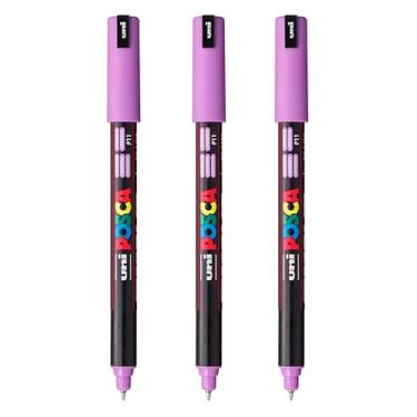 Imagem de posca Marcadores de tinta à base de água PC-1MR, ponta extrafina (0,7 mm), lavanda, 3 unidades