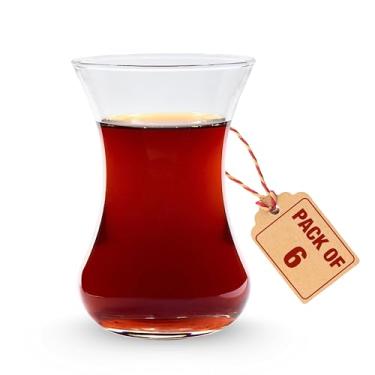 Imagem de yersiz Conjunto de copos de chá turco, design de cintura fina e sola grossa evitam que o chá esfrie, fácil de manter para 6 pessoas, 6 copos, conjunto de chá útil (6 peças)