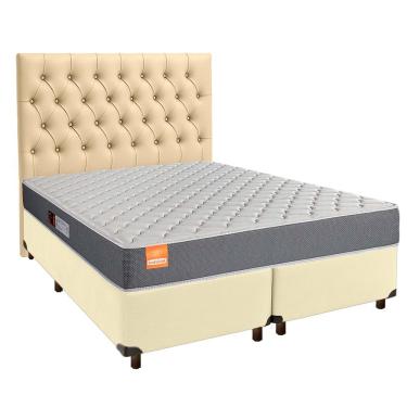 Imagem de Cama + Box Bege E Colchão D23 Queen - Pro Inducol + Cabeceira