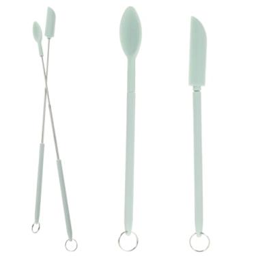 Imagem de Unomor Conjunto de mini espátulas de silicone verde para maquiagem