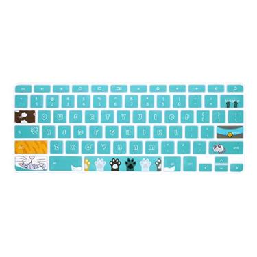 Imagem de HRH Capa de teclado para Samsung Chromebook 4 3 XE310XBA XE500C13 XE501C13 29.5 cm/Chromebook 4 39.6 cm XE350XBA/Chromebook 2 XE500C12/Chromebook Plus V2 2-em-1 XE520QAB XE521QAB 80 cm. Garra de gato