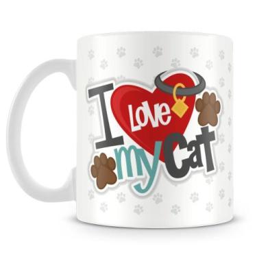Imagem de Caneca Personalizada I Love My Cat com Foto - Porcelana de Alto Brilho