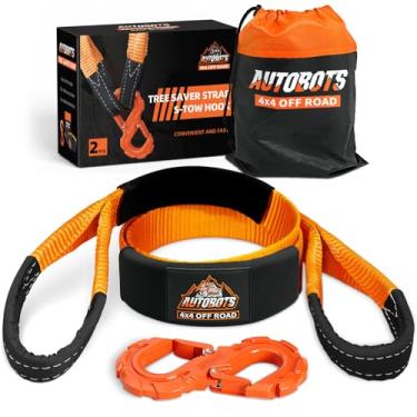 Imagem de AUTOBOTS Correia Tree Saver de 7,6 cm x 2,5 m com gancho de reboque em forma de S, alça de reboque resistente 16,011 kg Resistência à ruptura - Extensão de guincho de correia de recuperação de