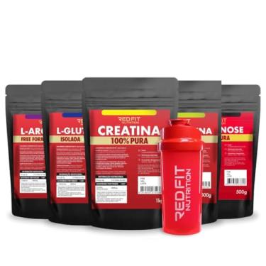 Imagem de Creatina 1Kg L-Glutamina 500g Beta-Alanina 500g L-Arginina 500g Isomaltulose - 100% Puras Importadas - Red Fit Nutrition