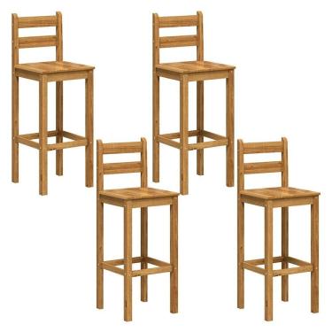 Imagem de Kit 4 Banquetas Altas em Madeira Maciça Martin Espresso Móveis Nogueira