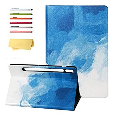 Imagem de UUcovers Capa para Samsung Galaxy Tab S8 Plus/S8+ 12,4 polegadas 2022 (SM-X800/X806)/Tab S7+/S7 Plus 12,4" 2020 (SM-T970/T975/T976/T978) Capa com suporte para Tab S7 FE 2021 (SM-T7) 30/T733/T736/T738), mármore azul