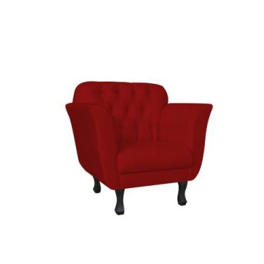 Imagem de Kit Namoradeira + 2 Poltronas Decorativa Dália Suede Vermelho Pés Made