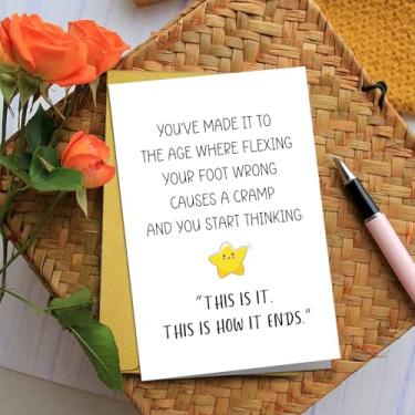 Imagem de Cartão de aniversário engraçado para ficar mais velho para homens e mulheres, cartão de aniversário hilário para ele ela, você chegou à idade em que flexionar seu pé errado causa cãibras