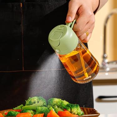 Imagem de Garrafa dispensadora de azeite de oliva de 473 ml para cozinha, dispensador de óleo 2 em 1 e pulverizador de óleo para cozinhar, fritadeira a ar, salada