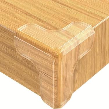 Imagem de Pacote com 10 protetores de canto, amortecedores de segurança de borda de móveis, amortecedor à prova de choque e almofada para cobrir bordas afiadas de móveis e mesas - transparente em forma de T