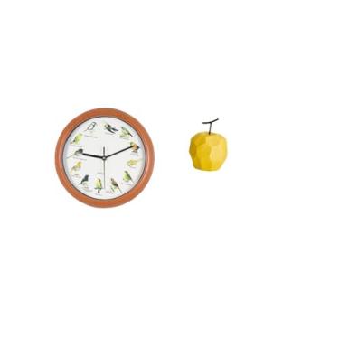 Imagem de Fenteer Relógio de Parede de Pássaro Cantando, Escultura de Fruta de Porcelana, Relógios de Parede de Pássaros, Relógios de Parede, Decoração de Relógio Pendu