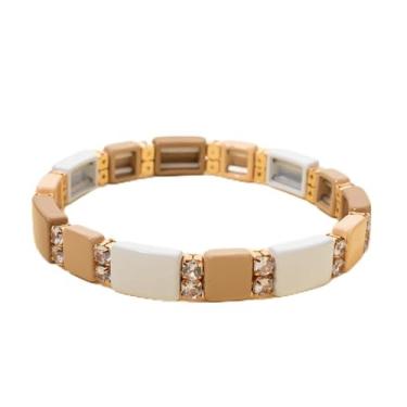 Imagem de Pulseira feminina com contas de arco-íris de liga elástica colorida e elástica para presente, One Size, Liga de aço, Sem Pedra Preciosa