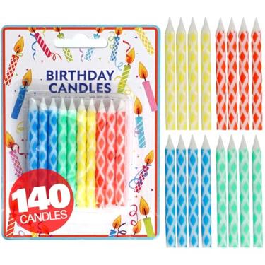 Imagem de Velas de aniversário de 140 unidades, diamante multicolorido, velas de aniversário para bolo, velas de cupcake, celebração de festa